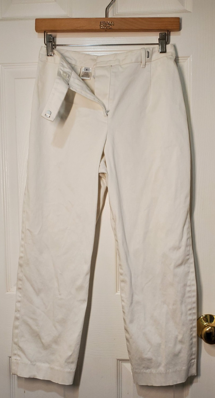 Pendleton Womens White Cropped Ankle Pants Size 4P Cotton Stretch Career Casual